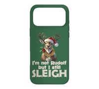 Custodia per iPhone 17 Pro Max Design divertente con scritta in inglese "I'm not Rudolf but I still sleigh"