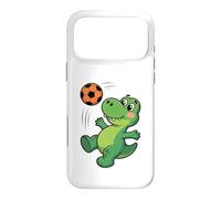 Custodia per iPhone 17 Pro Max Dinosauro che gioca a calcio dinosauri per bambini