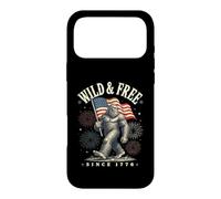 Custodia per iPhone 17 Pro Max Divertente bandiera americana Sasquatch selvaggia e libera dal 1776