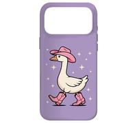 Custodia per iPhone 17 Pro Max Divertente cappello da cowboy oca western walk design stivali