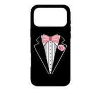 Custodia per iPhone 17 Pro Max Divertente costume da smoking per adulti con papillon rosa con fiore all'occhiello