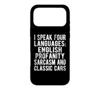 Custodia per iPhone 17 Pro Max Divertente design umoristico con auto classiche in quattro lingue