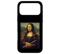 Custodia per iPhone 17 Pro Max Divertente Mona Lisa Holding Drum Sticks Umorismo tamburo per batteristi