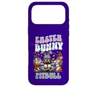 Custodia per iPhone 17 Pro Max Divertente pitbull pasquale con orecchie da coniglio Pasqua