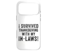 Custodia per iPhone 17 Pro Max Divertente, sono sopravvissuto al Ringraziamento con le mie suocere Turchia Bavaglio