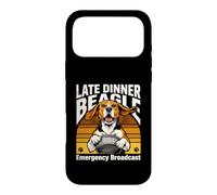 Custodia per iPhone 17 Pro Max Divertente trasmissione di emergenza Beagle a cena tardiva