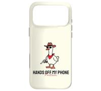 Custodia per iPhone 17 Pro Max Divertenti mani fuori il mio telefono carino cowboy anatra con pistola meme