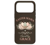 Custodia per iPhone 17 Pro Max Easter Mama Saved by Grace Floral Faith Citazione Design