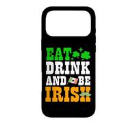 Custodia per iPhone 17 Pro Max Eat Drink And Be Bandiera Irlandese Shamrock St Patrick's Day Stache