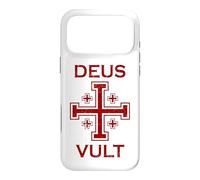 Custodia per iPhone 17 Pro Max Emblema Cavalieri Templari Croce di Gerusalemme Deus Vult | Nero