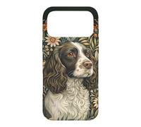Custodia per iPhone 17 Pro Max English Springer Spaniel William Morris, decorazione floreale per cani