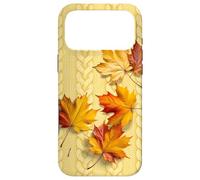 Custodia per iPhone 17 Pro Max Fall Leaves on Yellow Knitted Print Phone Accessories