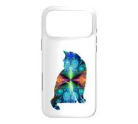Custodia per iPhone 17 Pro Max Fractal Cat Silhouette Colorful Abstract Art