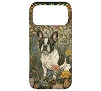 Custodia per iPhone 17 Pro Max Francese Bulldog William Morris Stile Dark Brindle Frenchie