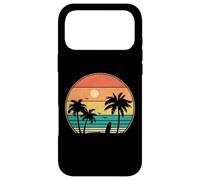 Custodia per iPhone 17 Pro Max Fresco Vacanza Estate, Retro Tramonto Palma
