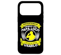Custodia per iPhone 17 Pro Max Funny Advertencia Tengo Un Papa Loco Y No Me Da Miedo Usarlo