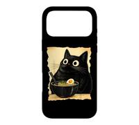 Custodia per iPhone 17 Pro Max Funny Black Fat Cat Eating Ramen Japanese Kawaii Anime