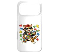 Custodia per iPhone 17 Pro Max Funny Cat Rockstar Autism Puzzle Consapevolezza dell'autismo