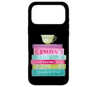 Custodia per iPhone 17 Pro Max Funny Jane Austen Book Stack Tea Fans Vintage Letterario
