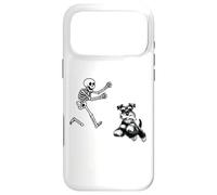 Custodia per iPhone 17 Pro Max Funny Miniature Schnauzer che corre Skeleton Halloween