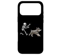 Custodia per iPhone 17 Pro Max Funny Miniature Schnauzer che corre Skeleton Halloween