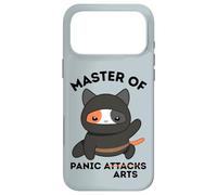 Custodia per iPhone 17 Pro Max Funny Ninja Cat Master of Panic Attacks Art Anxiety