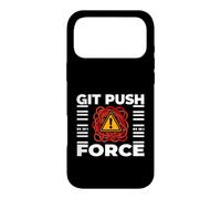 Custodia per iPhone 17 Pro Max Funny Programmer Coding Git Push Force Warning