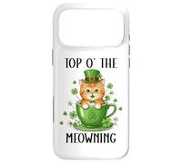 Custodia per iPhone 17 Pro Max Funny St Patricks Cat Top of the Meowning Coffee Cat Irish