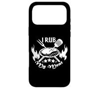 Custodia per iPhone 17 Pro Max Funny Text I Rub My Meat BBQ Dad Offset Smoker Pit Accessorio