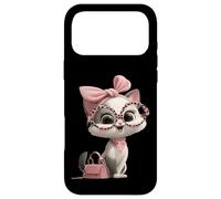 Custodia per iPhone 17 Pro Max Gattino Grigio Gatto Rosa Leopard Occhiali Glam Fashion Graphic