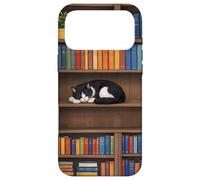 Custodia per iPhone 17 Pro Max Gatto bianco e nero sulla libreria