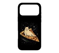 Custodia per iPhone 17 Pro Max Gatto che cavalca una fetta di pizza ai peperoni attraverso Galaxy Funny Space