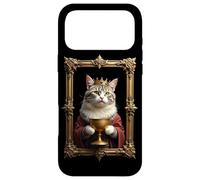 Custodia per iPhone 17 Pro Max Gatto Medievale In Cornice Art Golden Crown Cat Lover