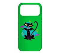 Custodia per iPhone 17 Pro Max Gatto nero vampiro retrò Atomic Age Mid-Century con ali di pipistrello