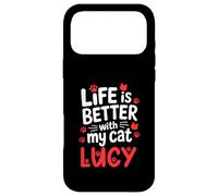 Custodia per iPhone 17 Pro Max Gatto Nome Lucy Life Is Better With My Cat Lucy
