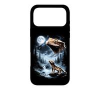 Custodia per iPhone 17 Pro Max Geco crestato che ulula alla luna anni '90 retrò