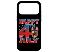 Custodia per iPhone 17 Pro Max German Shepherd Dog American Flag Glasses Happy 4th Of July
