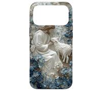 Custodia per iPhone 17 Pro Max Gesù Buon Pastore Blu Polveroso Floreale Cristiano Fede