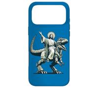 Custodia per iPhone 17 Pro Max Gesù che cavalca il robot T-Rex Dinosaur Meme Sci-Fi Believers