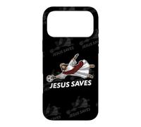 Custodia per iPhone 17 Pro Max Gesù salva il portiere di calcio divertente "Jesus Saves"