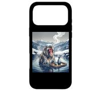 Custodia per iPhone 17 Pro Max Giapponese Neve Scimmia Onsen Bagno