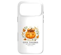 Custodia per iPhone 17 Pro Max Give Thanks to the Lord Psalm 136:1 Pumpkin Wreath
