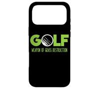 Custodia per iPhone 17 Pro Max Golf divertente erba distruzione con pallina da golf grafica