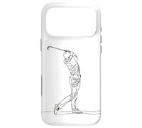Custodia per iPhone 17 Pro Max Golfer One Line Disegno di golf per ragazzi