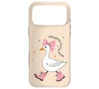 Custodia per iPhone 17 Pro Max Goose Silly On The Loose Pink Bow per ragazze, bambini e giovani donne