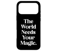 Custodia per iPhone 17 Pro Max Grafica retro ispiratrice con scritta "The World Needs Your Magic"