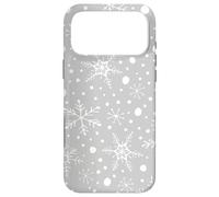 Custodia per iPhone 17 Pro Max Gray Snowflakes Pattern Winter Christmas Holidays Snow