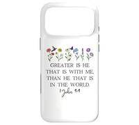 Custodia per iPhone 17 Pro Max Greater is He That is in Me Christian 1 John 4:4 Bible Verse