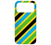 Custodia per iPhone 17 Pro Max Green Blue Yellow Black Diagonal Tanzania Pattern