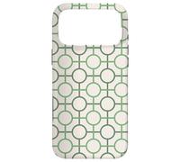 Custodia per iPhone 17 Pro Max Green Cream Circles Squares Connecting Lines Pattern